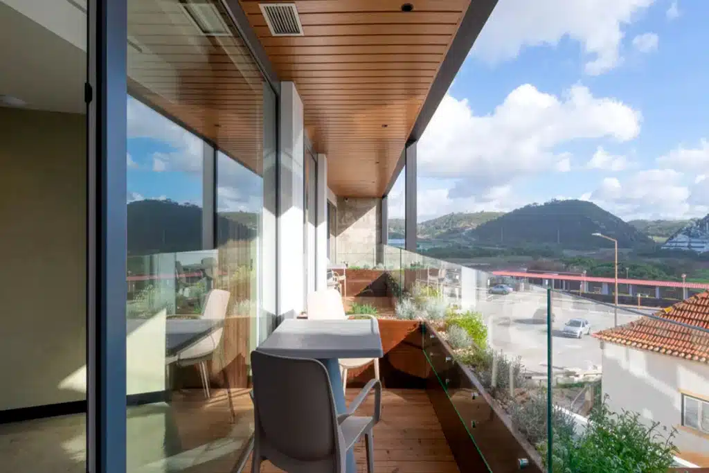 Nature retreat outdoor garden area Santa Cruz Portugal