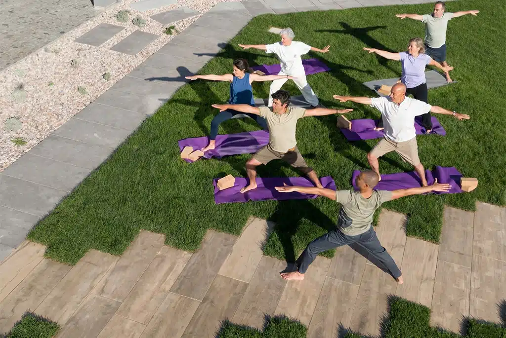 Yoga session at surf retreat Santa Cruz Portugal
