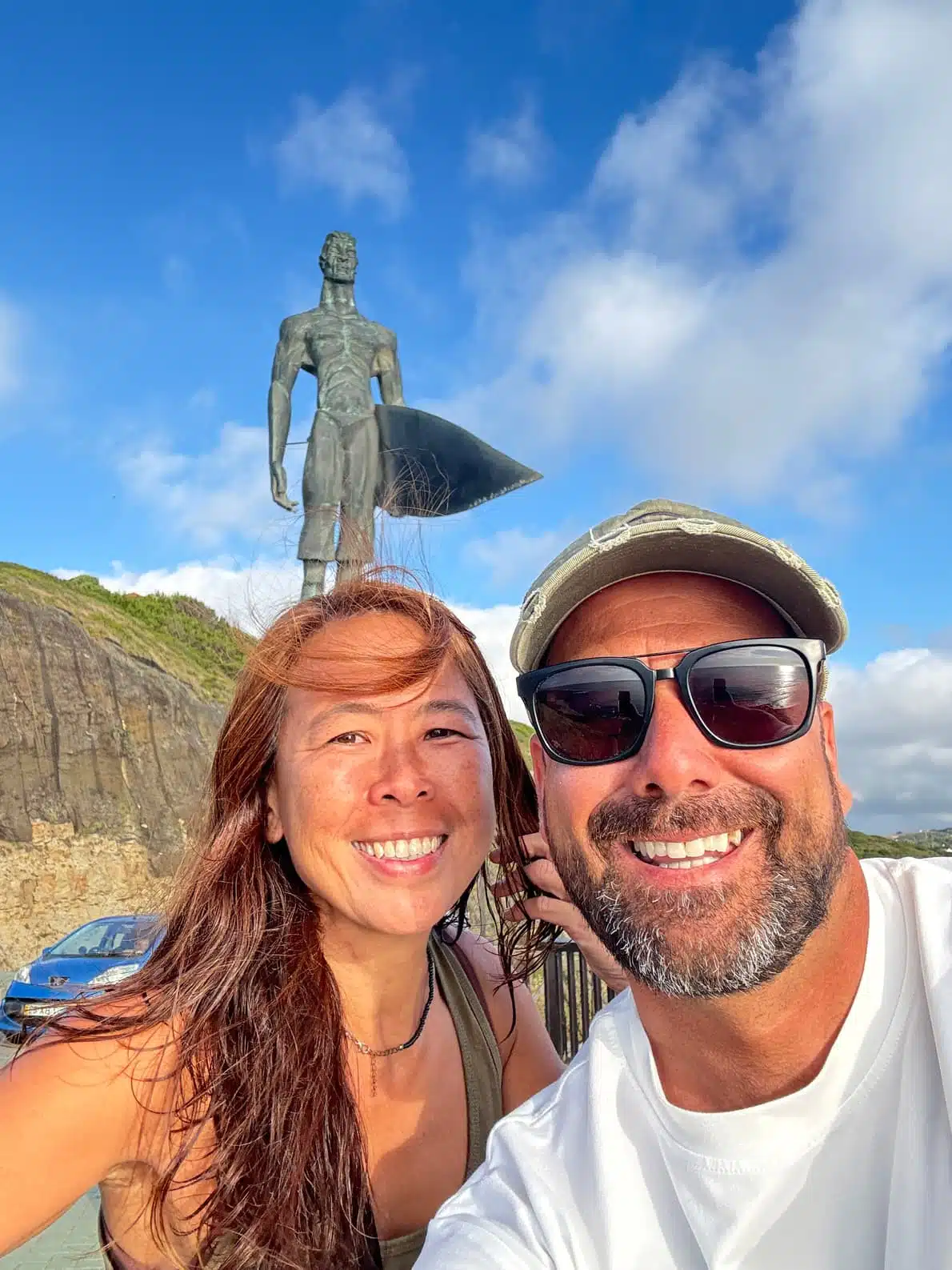 Iconic surfer statue in Ericeira Portugal – symbol of the World Surf Reserve