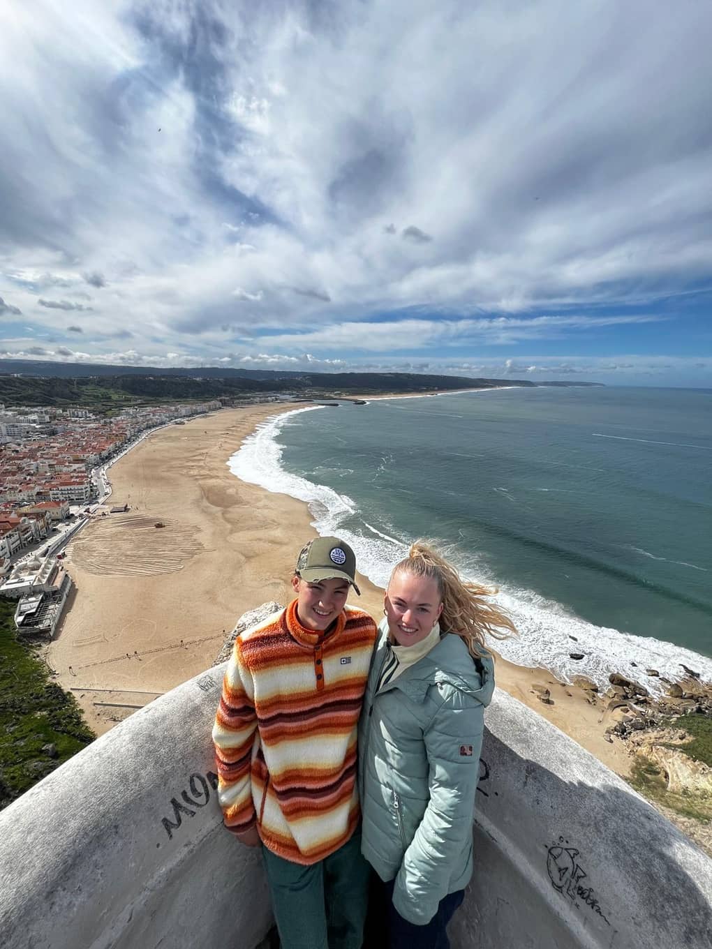 Sea Krew guests on Nazaré clifftop overlooking the Atlantic Ocean Portugal