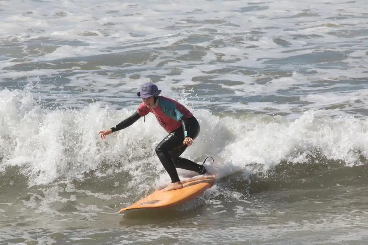 Sea Krew student surfing a wave in the Atlantic Ocean at Ericeira World Surfing Reserve, Portugal