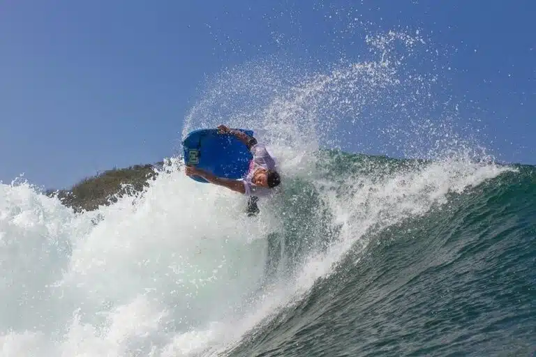 Bodyboarder doing a spin on a wave